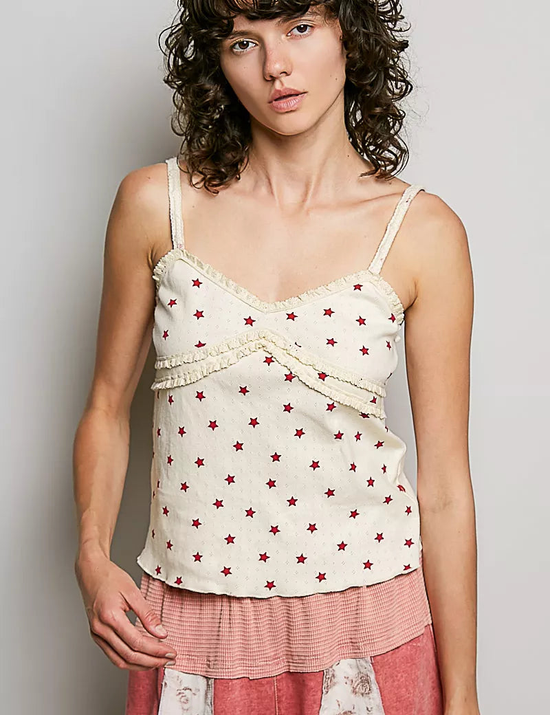 POL Star Printed Lightweight Ribbed Knit Cami on Simply Obsessed