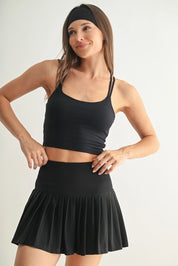 MONO B Venice Cloud Light Criss-Cross Sports Bra-BLACK on Simply Obsessed