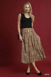 Umgee Drawstring Leopard Midi Skirt on Simply Obsessed