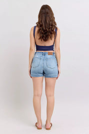 JUDY BLUE Mid Rise Denim Shorts on Simply Obsessed