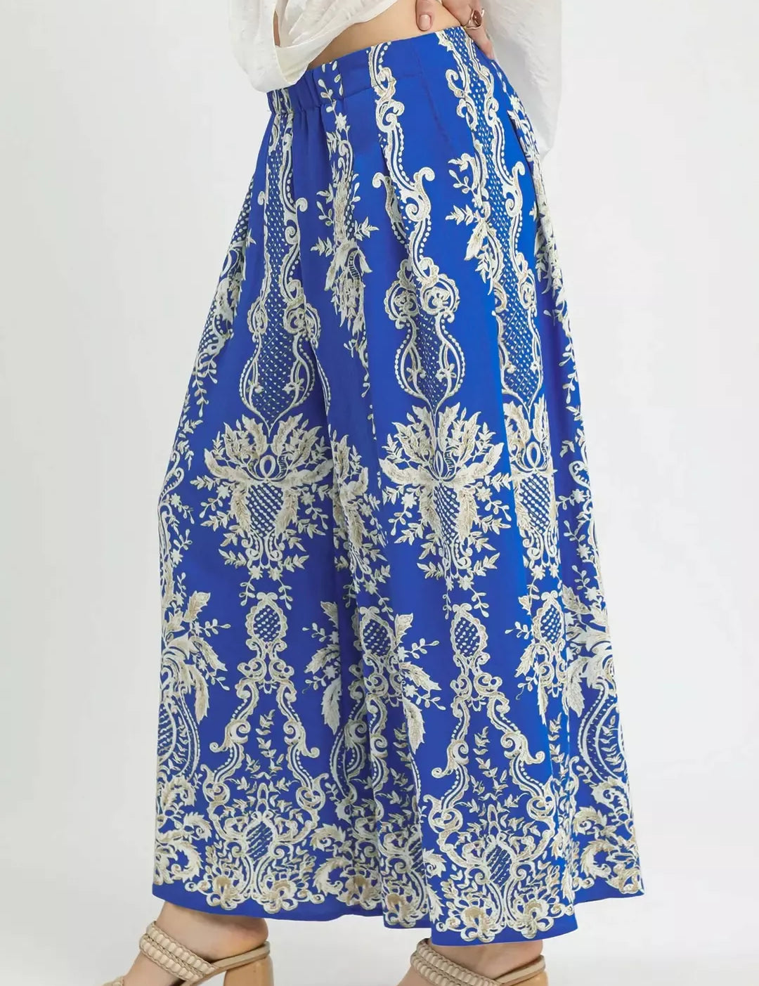 UMGEE Border Print Wide Leg Pants on Simply Obsessed