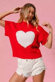 BIBI Rib Banded Heart Pattern Valentines Sweater on Simply Obsessed