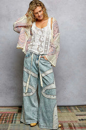 POL Open Front Crochet Cardigan with Granny Square Pattern on Simply Obsessed