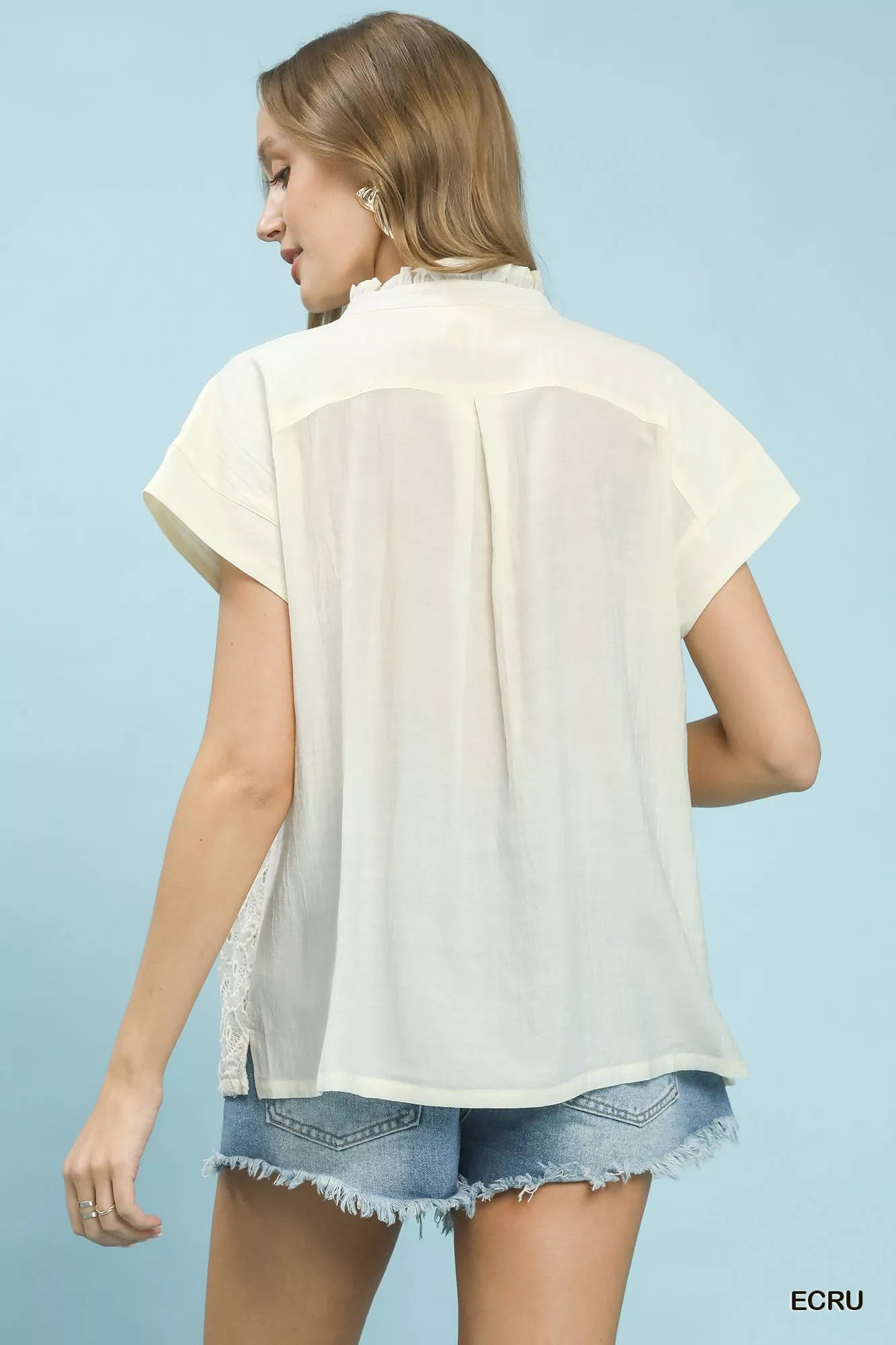 UMGEE Lace Button-Front Top on Simply Obsessed