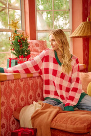 BiBi Christmas Theme Checker Board Sweater on Simply Obsessed