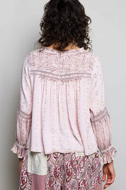 POL Mixed-Pattern Lace Detail Blouse on Simply Obsessed