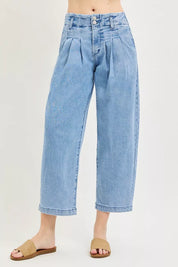 RISEN Slouchy Crop Barrel Pleated Jeans on Simply Obsessed