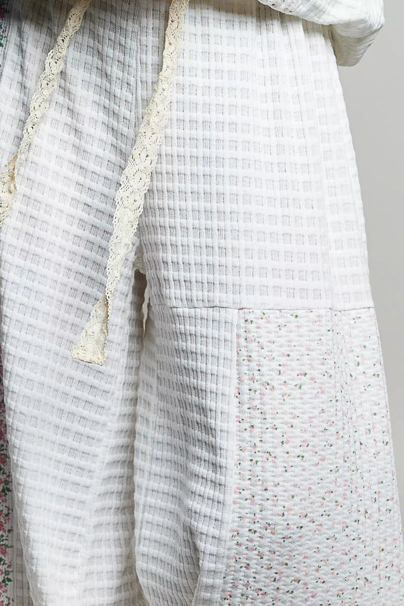POL Patchwork Mixed Knit Wide Leg Pants on Simply Obsessed