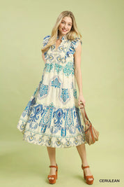 UMGEE Boho Boarder Print Ruffle Midi Dress on Simply Obsessed