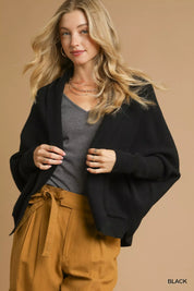 Umgee Open Front Cardigan with Front Pockets on Simply Obsessed