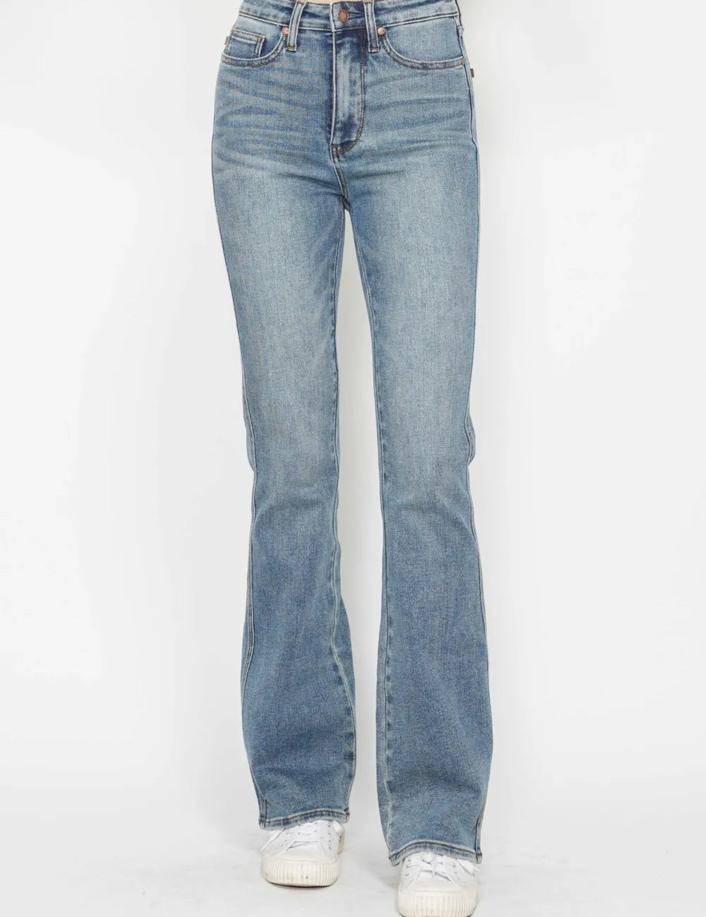 JUDY BLUE Full Size Tummy Control Back Embroidered Pocketed Bootcut Jeans Plus Size on Simply Obsessed