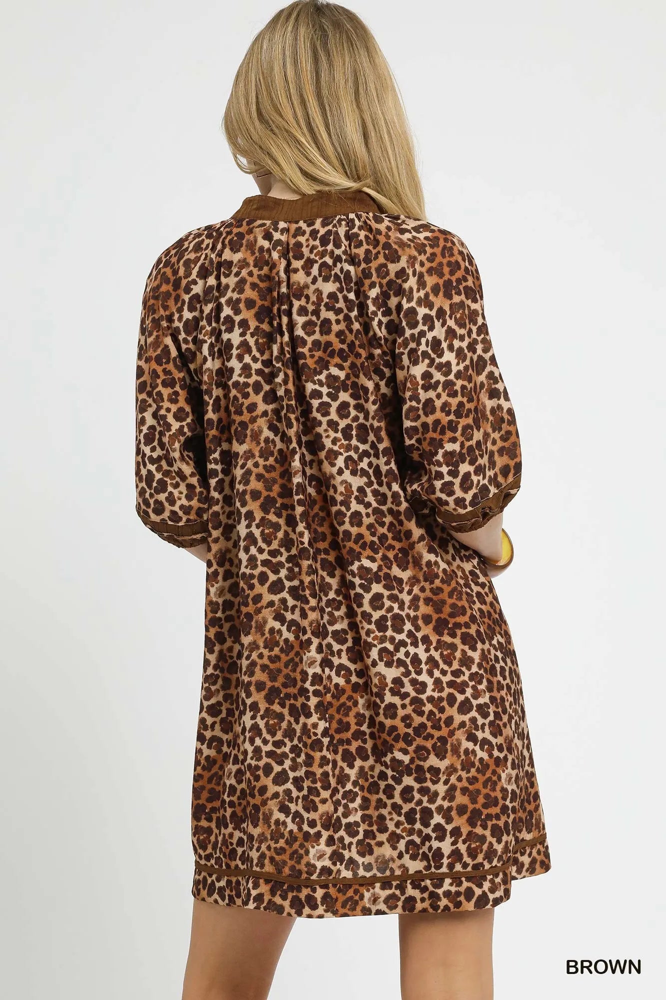 UMGEE Full Size Leopard Print Mini Dress with Contrast Trim Plus Size on Simply Obsessed