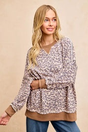 BiBi Leopard Printed French Terry Sweatshirt on Simply Obsessed