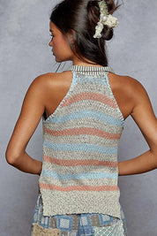 POL Striped Collar Sweater Vest with Star Patch on Simply Obsessed