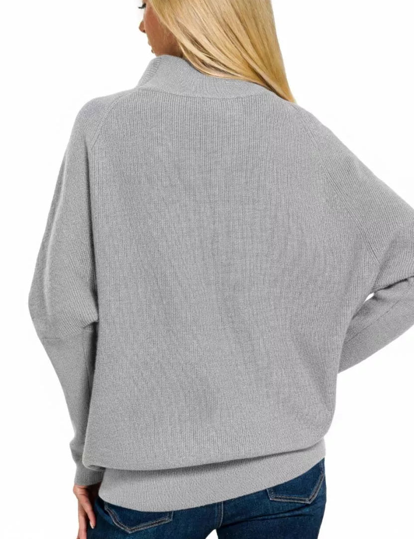 Zenana Viscose Dolman Sleeve Mock Neck Sweater on Simply Obsessed