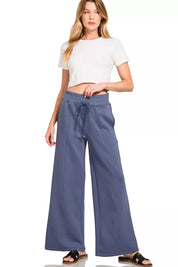 ZENANA Scuba Collared Pullover & Center Seam Pants Set on Simply Obsessed