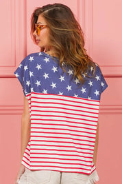 BIBI Star Rpinted with Stripe Combo Top on Simply Obsessed
