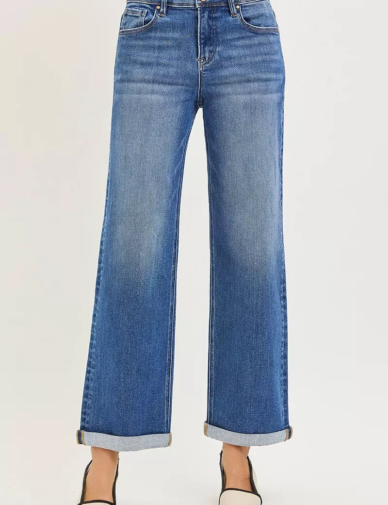 RISEN Full Size High Rise Relaxed Fit Ankle Straight Cuff Jeans Plus Size on Simply Obsessed