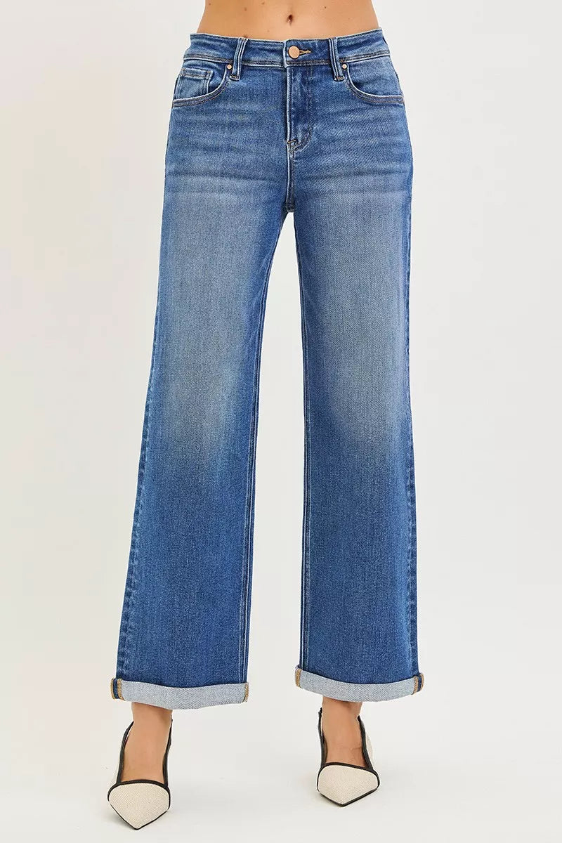 RISEN Full Size High Rise Relaxed Fit Ankle Straight Cuff Jeans Plus Size on Simply Obsessed
