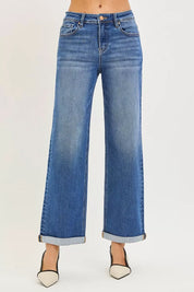 RISEN Full Size High Rise Relaxed Fit Ankle Straight Cuff Jeans Plus Size on Simply Obsessed