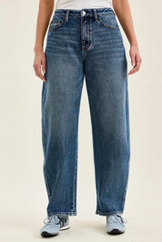 JUDY BLUE High Waist R.m. "Marlow" Arc Dk Time Weathered Indigo Jeans on Simply Obsessed