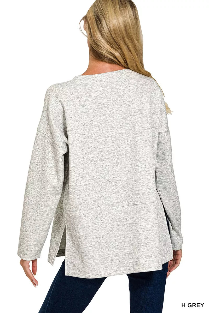 Zenana Scuba Side Slit Top and Pants Set on Simply Obsessed