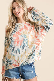 BiBi Tie Dye Print Terry Pull Over on Simply Obsessed