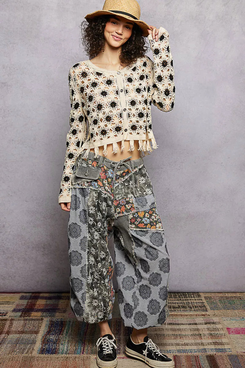 POL Openwork Floral Crochet Cardigan with Tassel Hem on Simply Obsessed