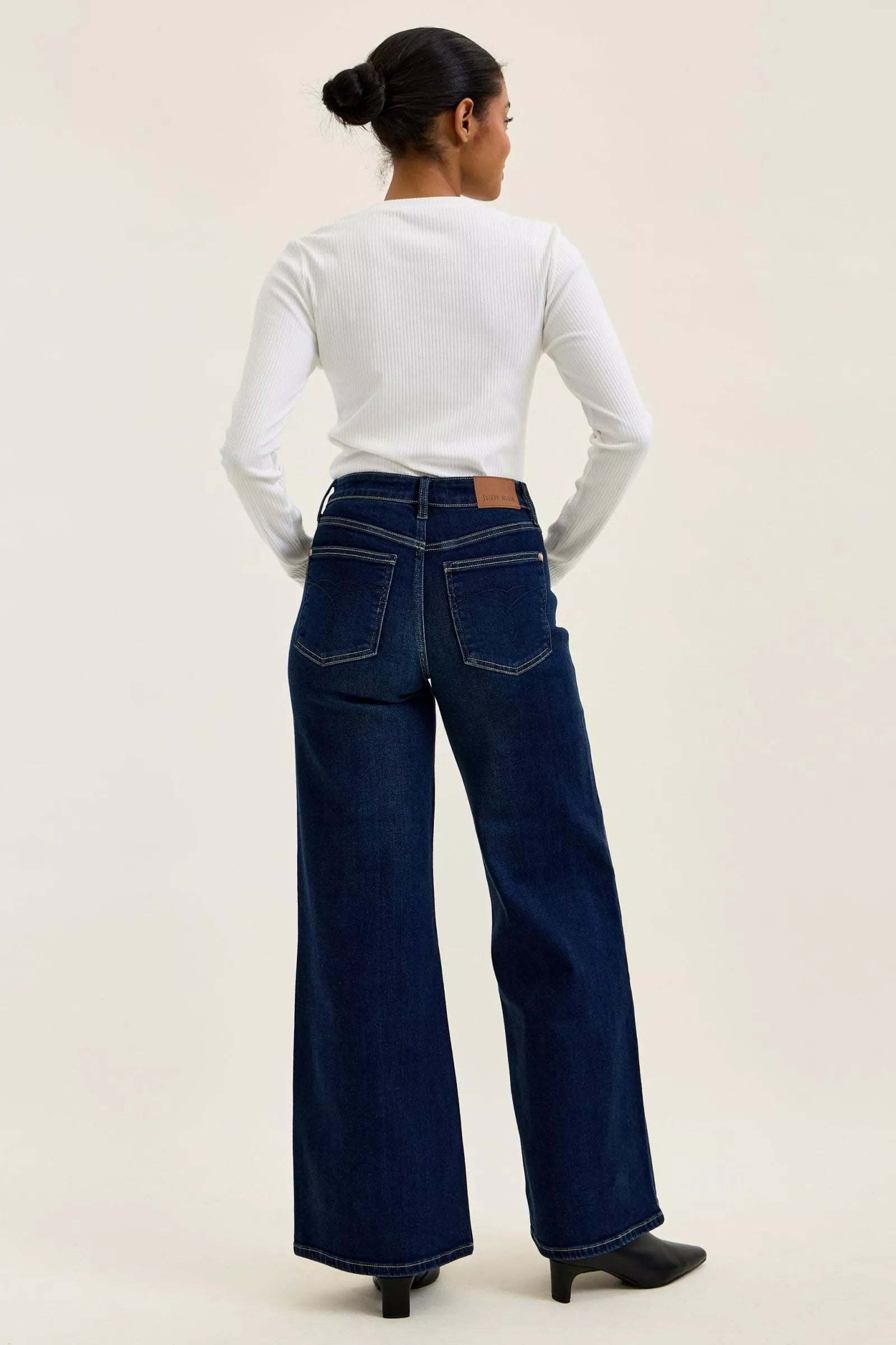 JUDY BLUE High-Waisted Wide-Leg Dark Wash Jeans on Simply Obsessed