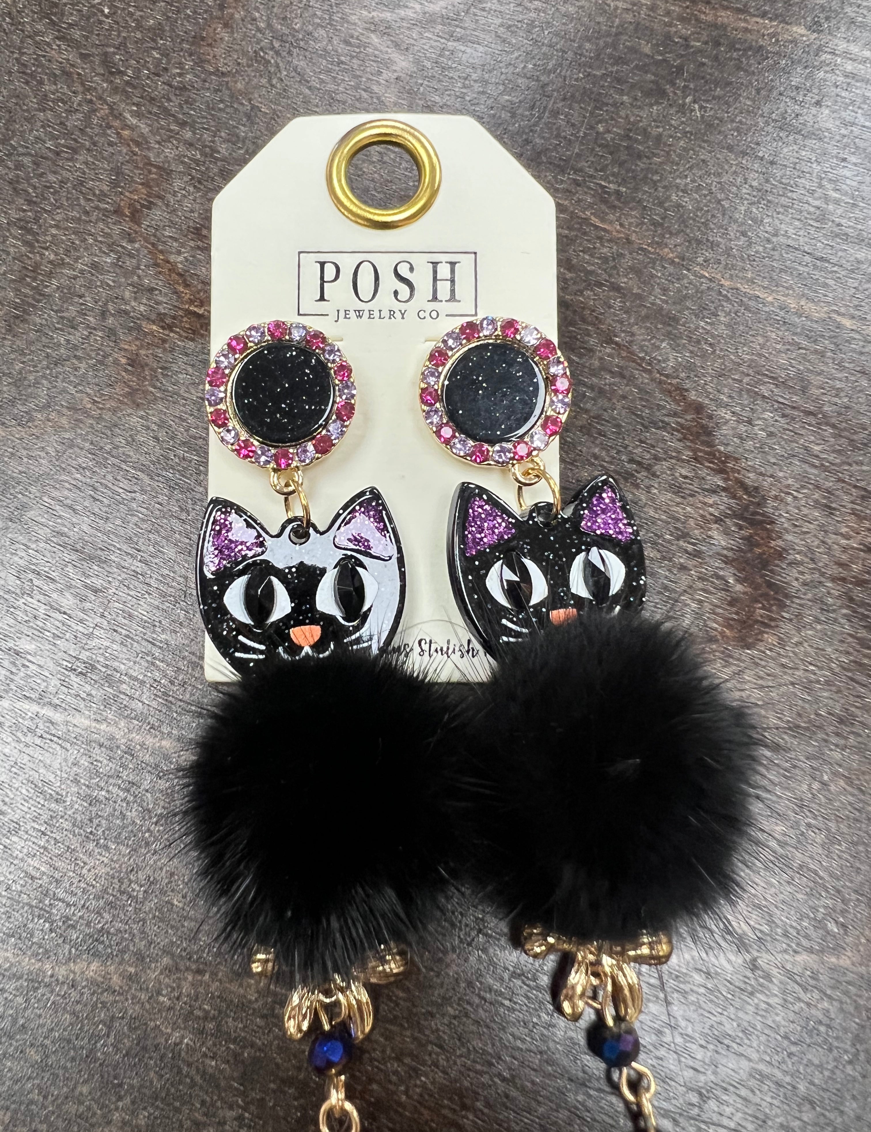 PINK PANACHE Pom Pom Cat Earrings on Simply Obsessed