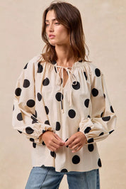 BIBI Polka Dot Exaggerated Balloon Sleeves Blouse on Simply Obsessed