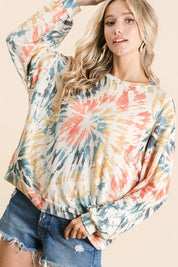 BiBi Tie Dye Print Terry Pull Over on Simply Obsessed