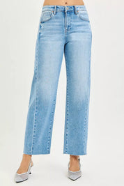 RISEN Full Size Slouchy Cropped Barrel Jeans with Curved Side Seam Plus Size on Simply Obsessed