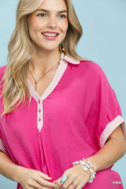 UMGEE Oversized Contrast Stripe Trim Top **DEBUT SALE** on Simply Obsessed