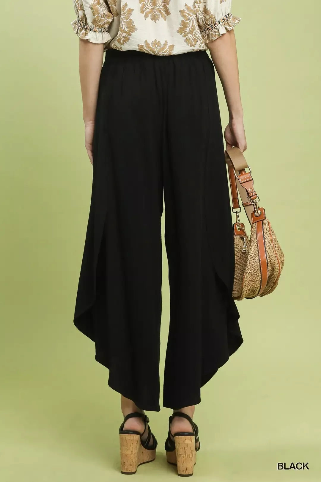 UMGEE Flowy Asymmetrical Hem Wide Leg Pants on Simply Obsessed