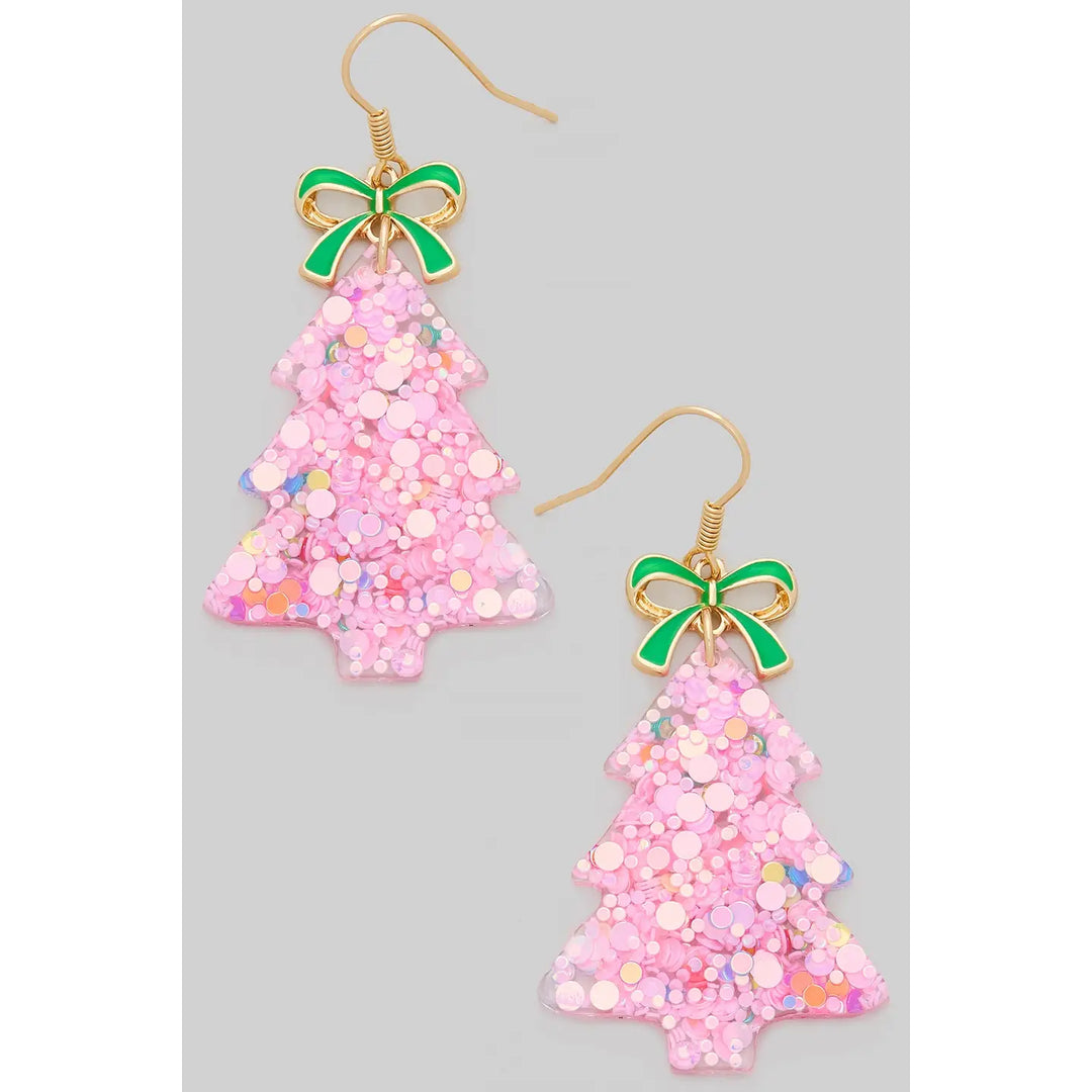 Pink Christmas Tree Earrings by Girly on Simply Obsessed