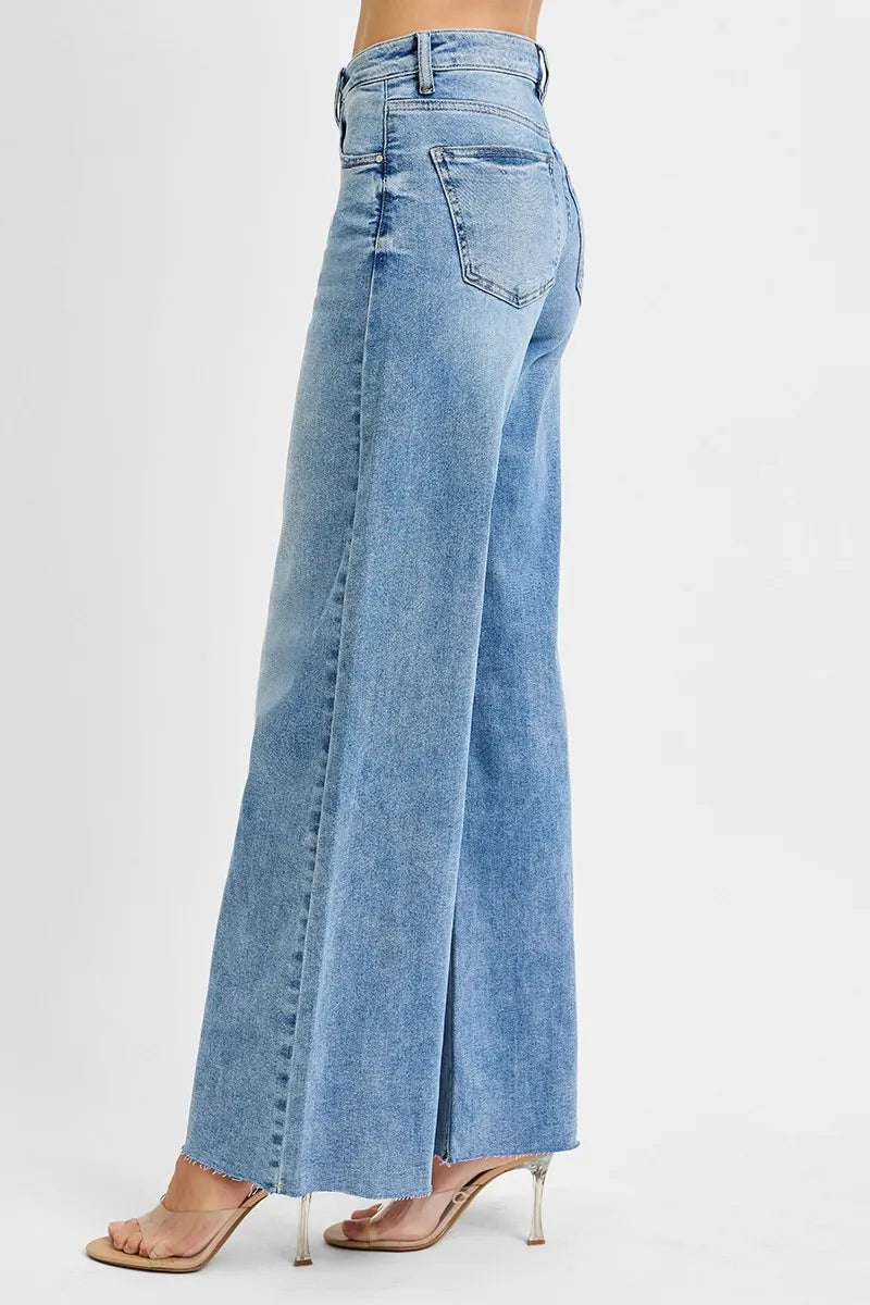 RISEN Full Size Tummy Control High Rise Ankle Palazzo Jeans Plus Size on Simply Obsessed