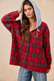 BIBI Brushed Plaid Hooded Jacket on Simply Obsessed