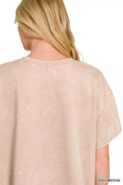 ZENANA French Terry Acid Washed Relaxed Top & Short Set on Simply Obsessed