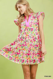 UMGEE Floral Flutter Sleeve Tiered Mini Dress on Simply Obsessed