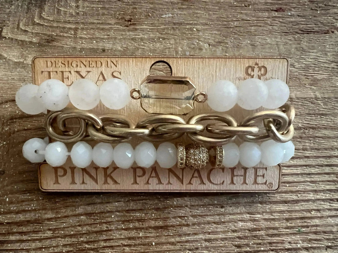 #55 One of a Kind White Chain Link Stack on Simply Obsessed
