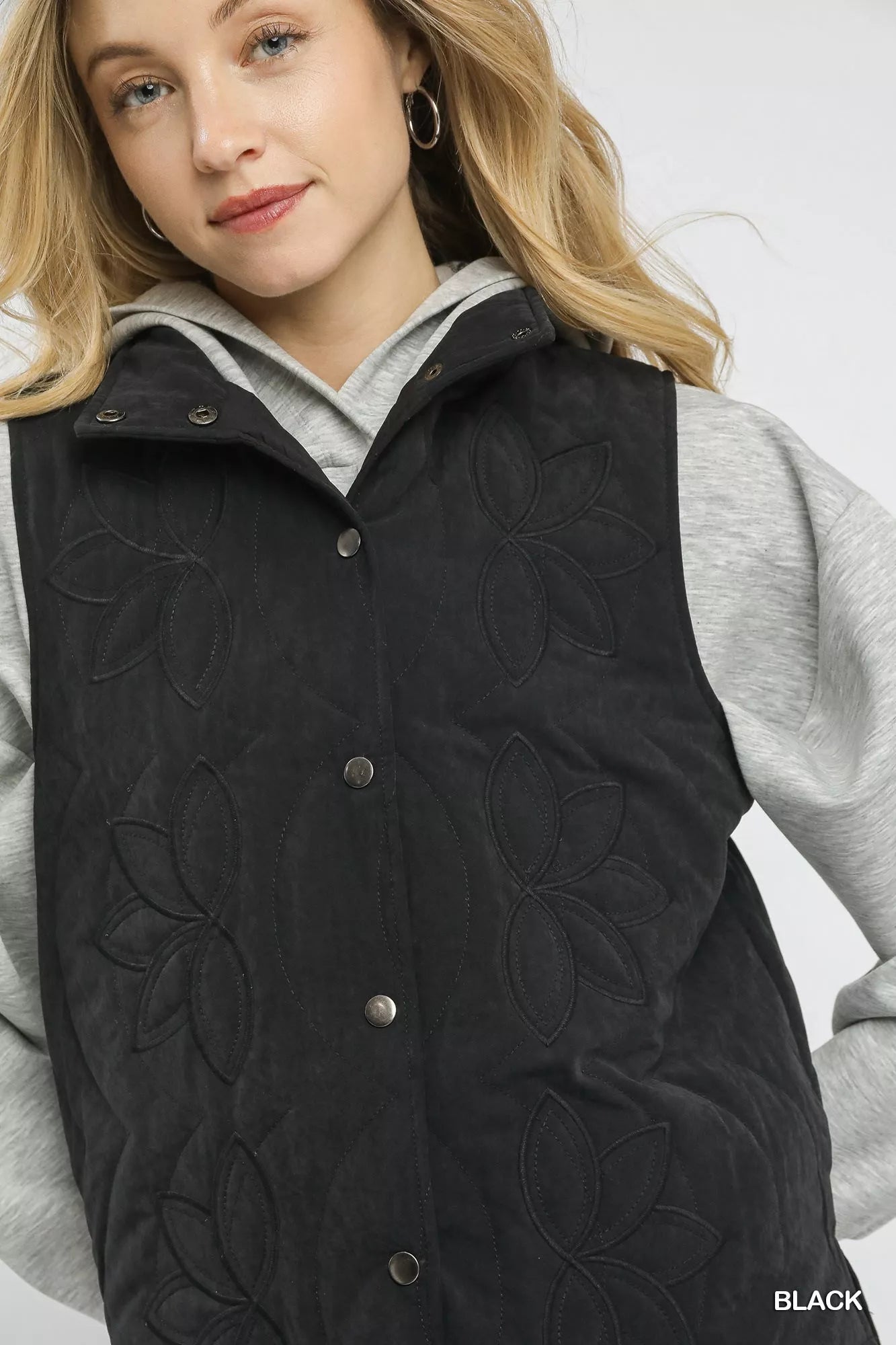 Umgee Quilted Embroidered Vest on Simply Obsessed