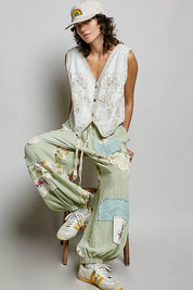 POL Embroidered Floral V-Neck Button Down Crochet Vest on Simply Obsessed