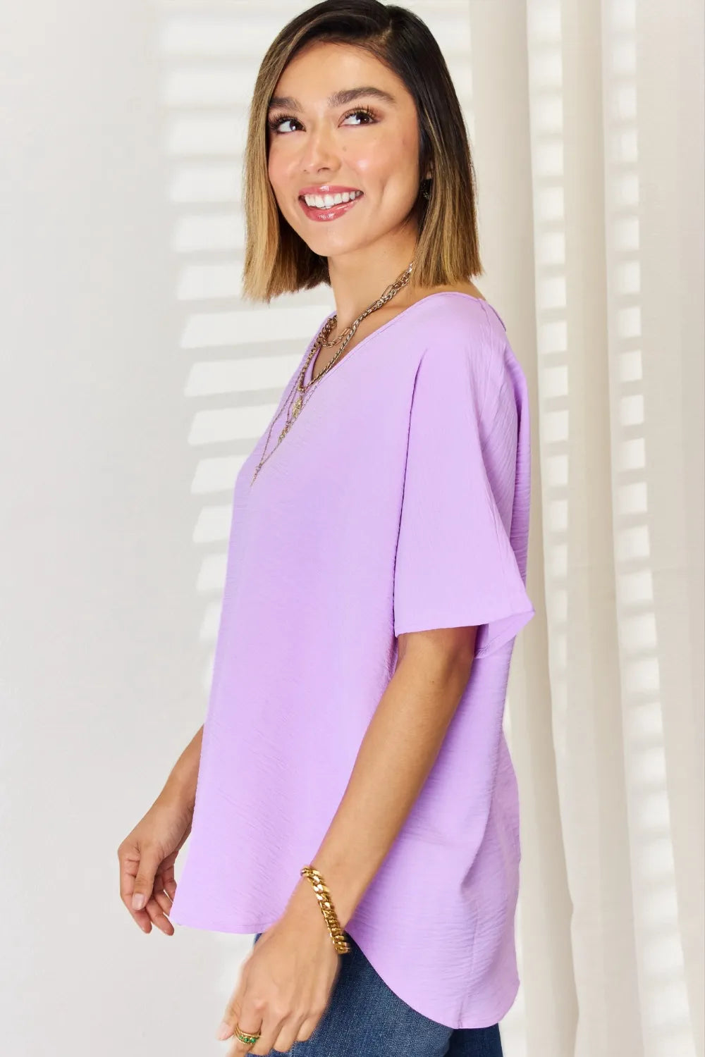 Zenana Texture Short Sleeve T-Shirt on Simply Obsessed