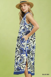 UMGEE Floral Scroll Sleeveless Midi Dress on Simply Obsessed