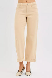 RISEN Tummy Control Mid Rise Ankle Barrel Relaxed Baggy on Simply Obsessed