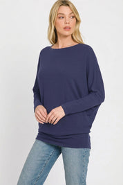 ZENANA Hacci Dolman Sleeve Boat Neck Top on Simply Obsessed