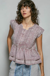 POL Eyelet Embroidery Pintuck Sleeveless Cotton Blouse on Simply Obsessed