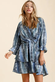Umgee Tie Dye Ruffled Layered Dress with Elastic Waistband on Simply Obsessed