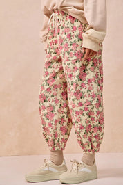 BIBI Floral Printed Twill Drawstring Pants With Elastic Band on Simply Obsessed